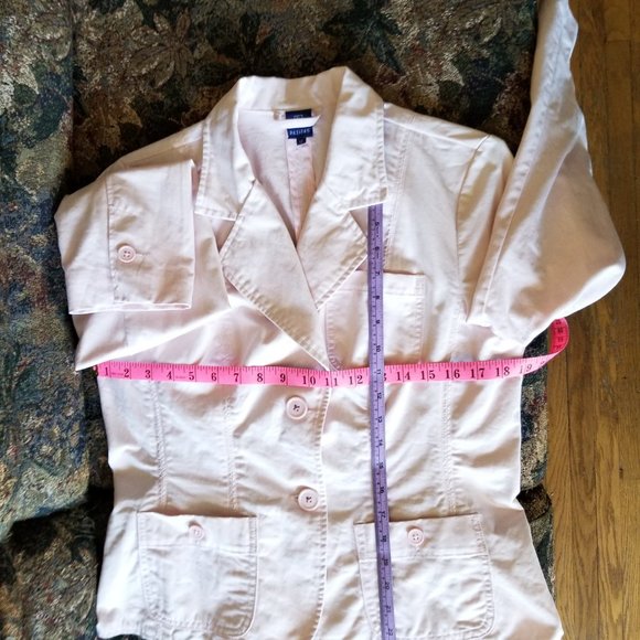 Vintage 90s, pale pink, fitted, cotton jacket/blazer, S, US 12P, Reitmans - Picture 4 of 7
